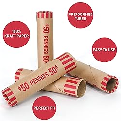 L LIKED 100 PCS Preformed Coin Wrappers Rolls-Pennies