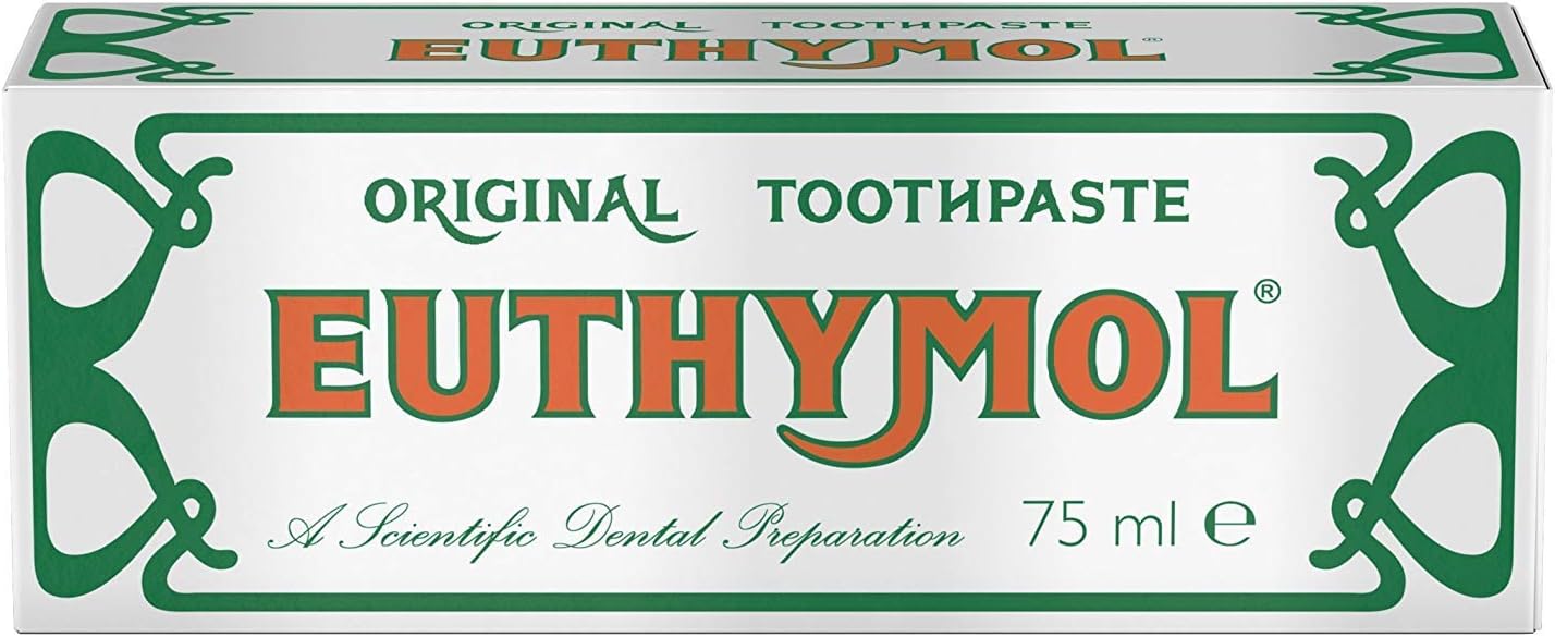 Euthymol Original Toothpaste Bundle, 2 x 75ml Fluoride-Free Toothpaste for Plaque Removal Antibacterial, Cavity & Gum Care