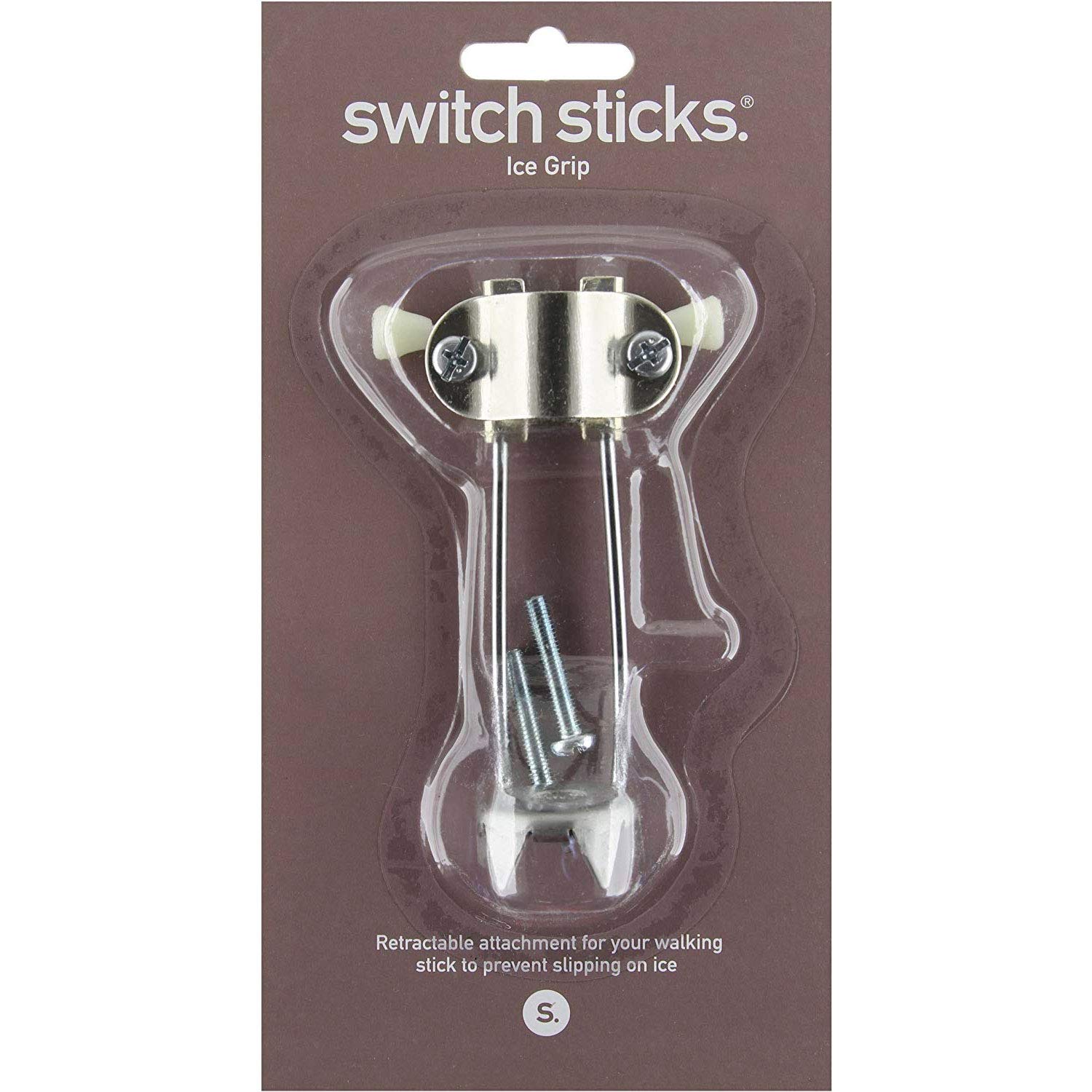 Retractable Ice Grip Attachment for Canes and Crutches, Great for The Winter, 5 Prongs, Silver