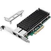 XZSNET 10G Network Card with Intel X540 Chip, 10GB PCI-E NIC Compare to Intel X540-T2, Dual RJ45 Port PCI Express X8 Ethernet