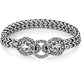 HZMAN Lion Head Bracelet for Men Stainless Steel Heavy Metal Franco Square Box Link Chain Bracelet Jewelry Gift