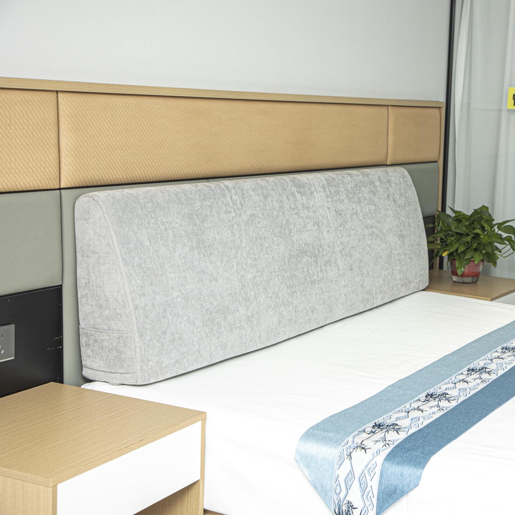 Photo 1 of PYXAYS Headboard Wedge Pillow California King Headboard Pillow Memory Foam Reading Pillow Large Headboard Back Cushions for Bed Rest Light Gray