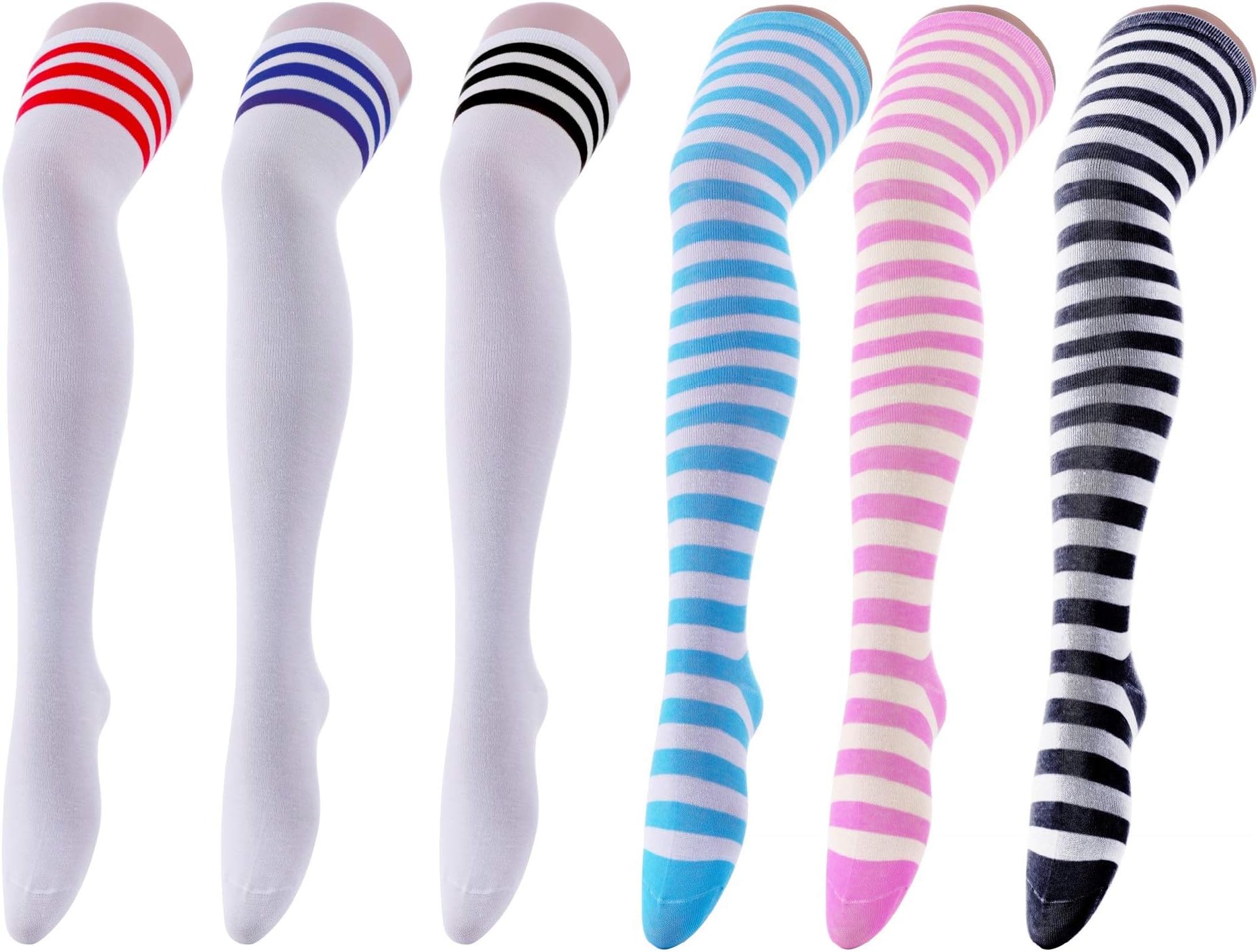 Womens Long Striped Socks over Knee Thigh High Socks Stocking
