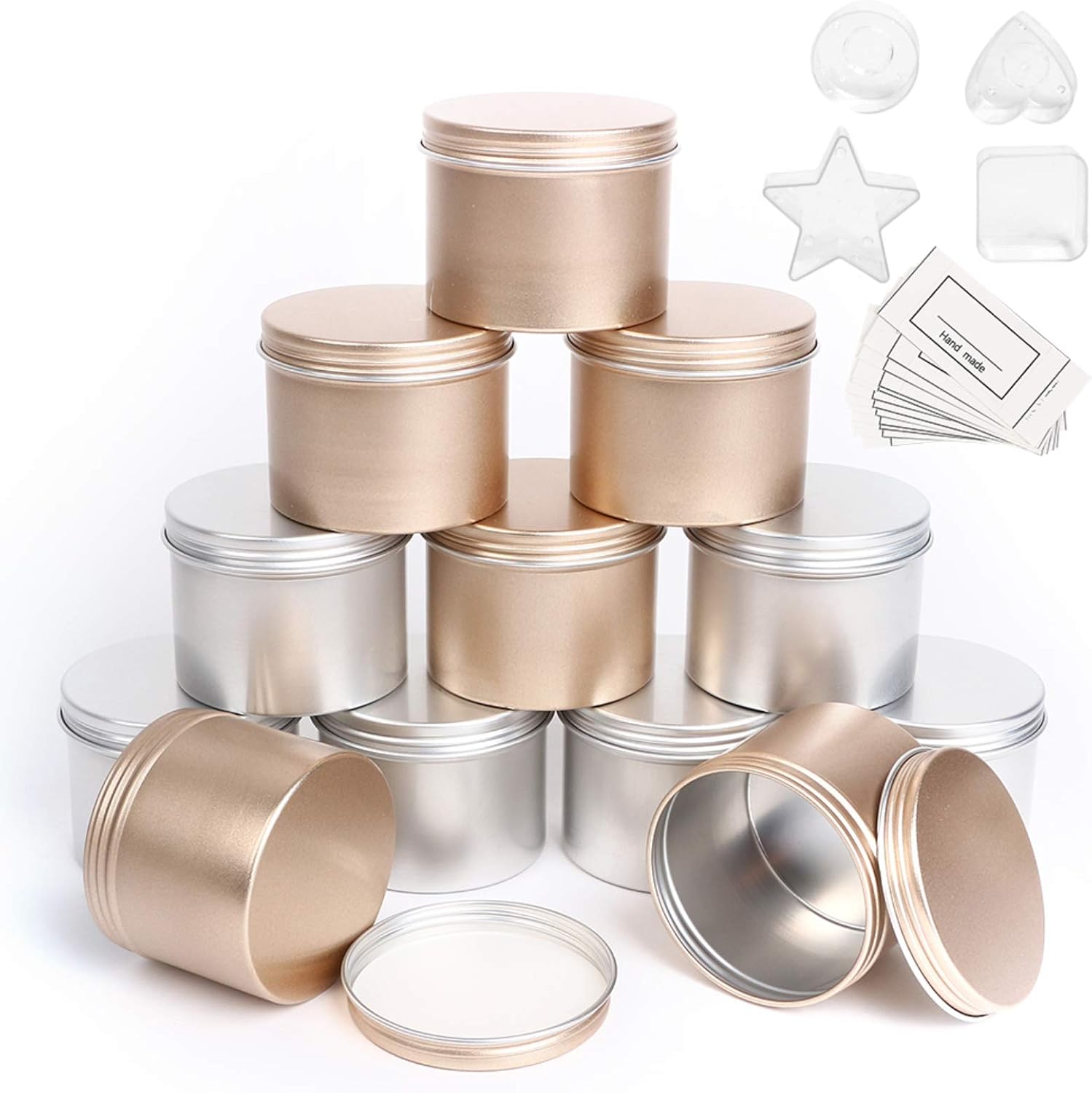 3.4 Oz Aluminum Tins Metal Jars 12Pcs for Candle Making, UHAPEER Empty
