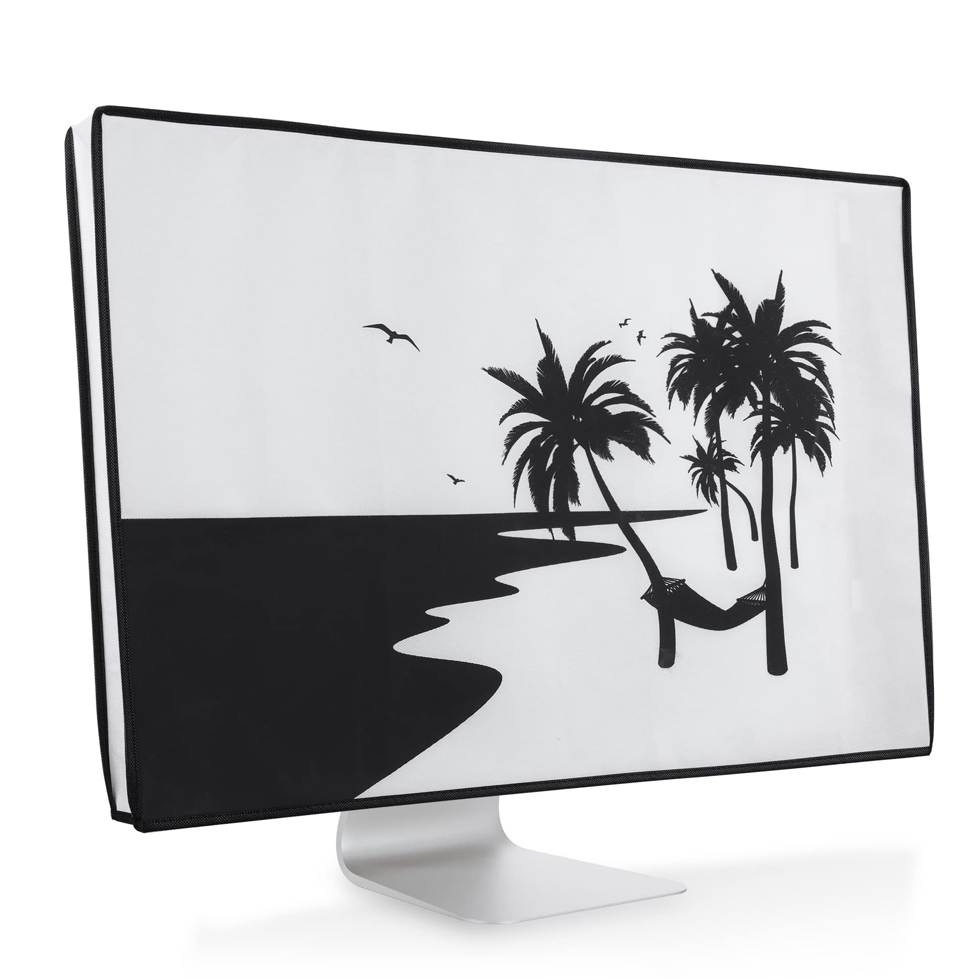 kwmobile Computer Monitor Cover Compatible with 27-28" monitor - Relax in hammock Black/White