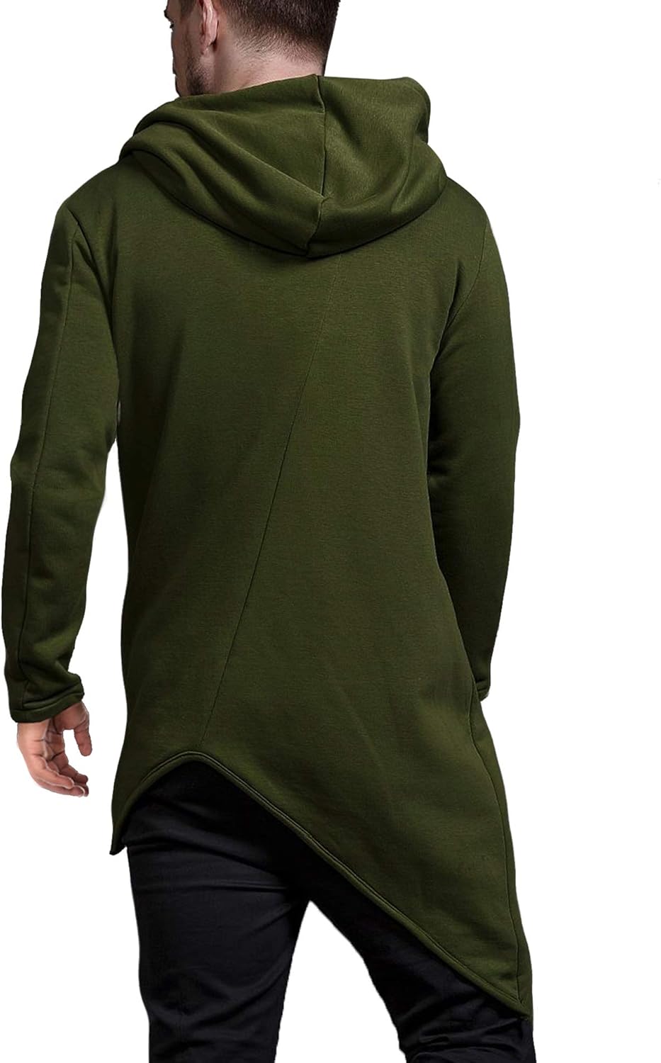 COOFANDY Men's Fashion Hoodie Lightweight Casual Sweatshirt Irregular Hem Pullover Hip Hop Long Length Zipper Hooded: Clothing