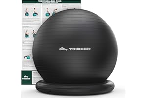 Trideer Exercise Ball for Office Desk, Yoga Ball Chair to Relieve Back Pain, Stability & Fitness Ball Seat with Base, Home Gym Core Workout, Abs, Stretching & Therapy