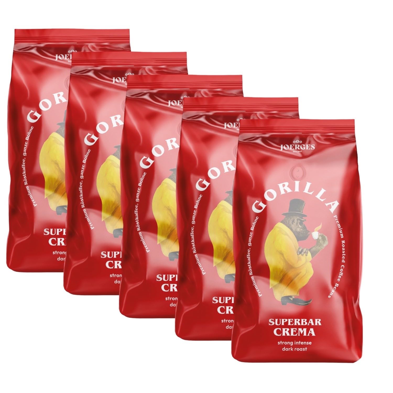 Joerges Espresso Gorilla Super Bar Crema, 5er Pack (5 x 1 kg) Kaffeebohnen