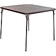 Flash Furniture Madelyn 33.5" Square Folding Multipurpose Card Table with Padded Vinyl Top, Portable Folding Game Table for 4 Players, Brown