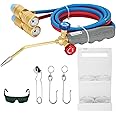 Update Oxygen MAPP Torch Kit, Dual gauge design, With portable cylinder metal stand and lighter, for Heating, Soldering, Glass Blowing, Oxypropane Welding Gas Cutting Torch Kit