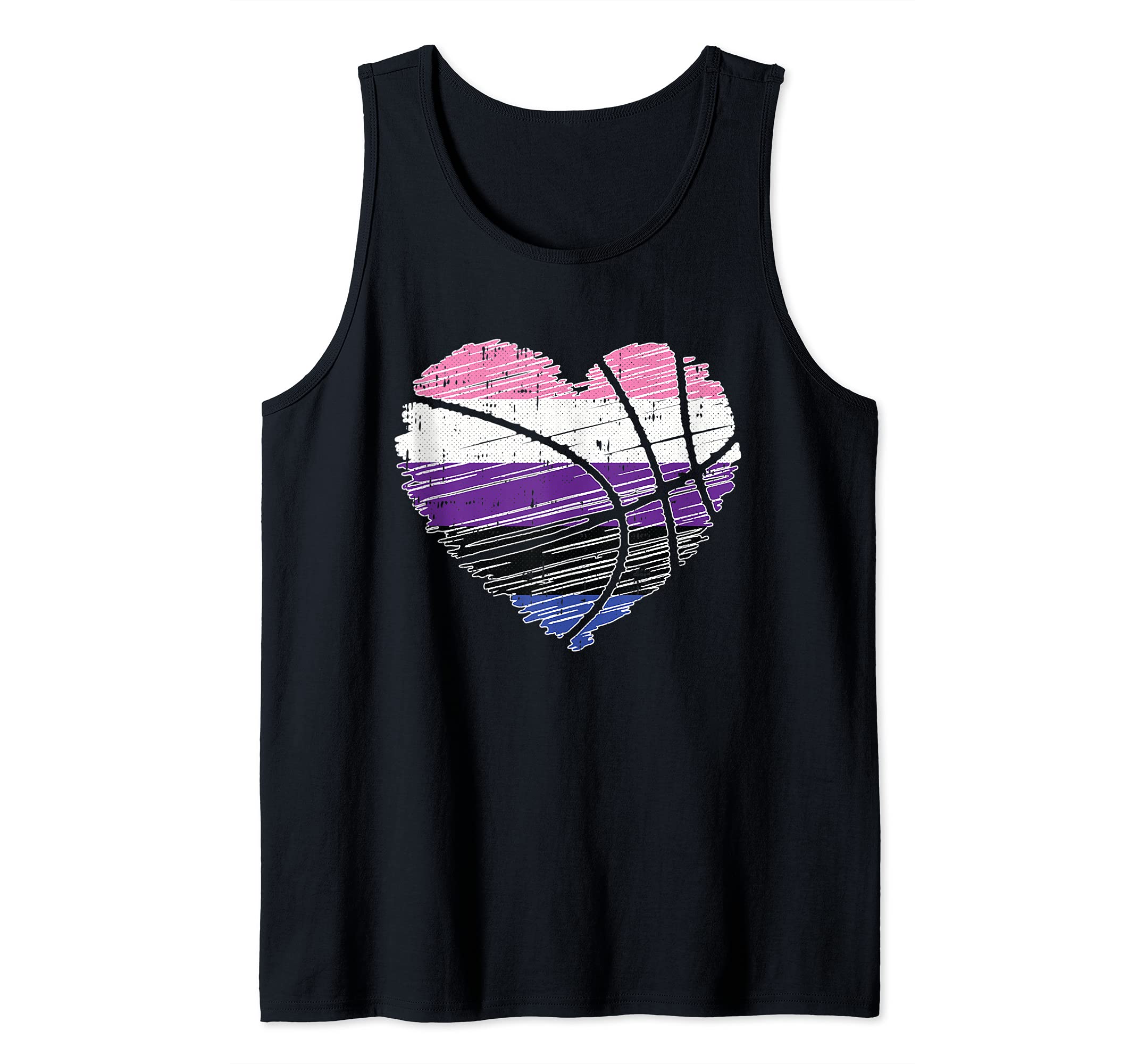 Basket-Ball Heart Gender-fluid Pride Cool Sport LGBT-Q Ally Tank Top