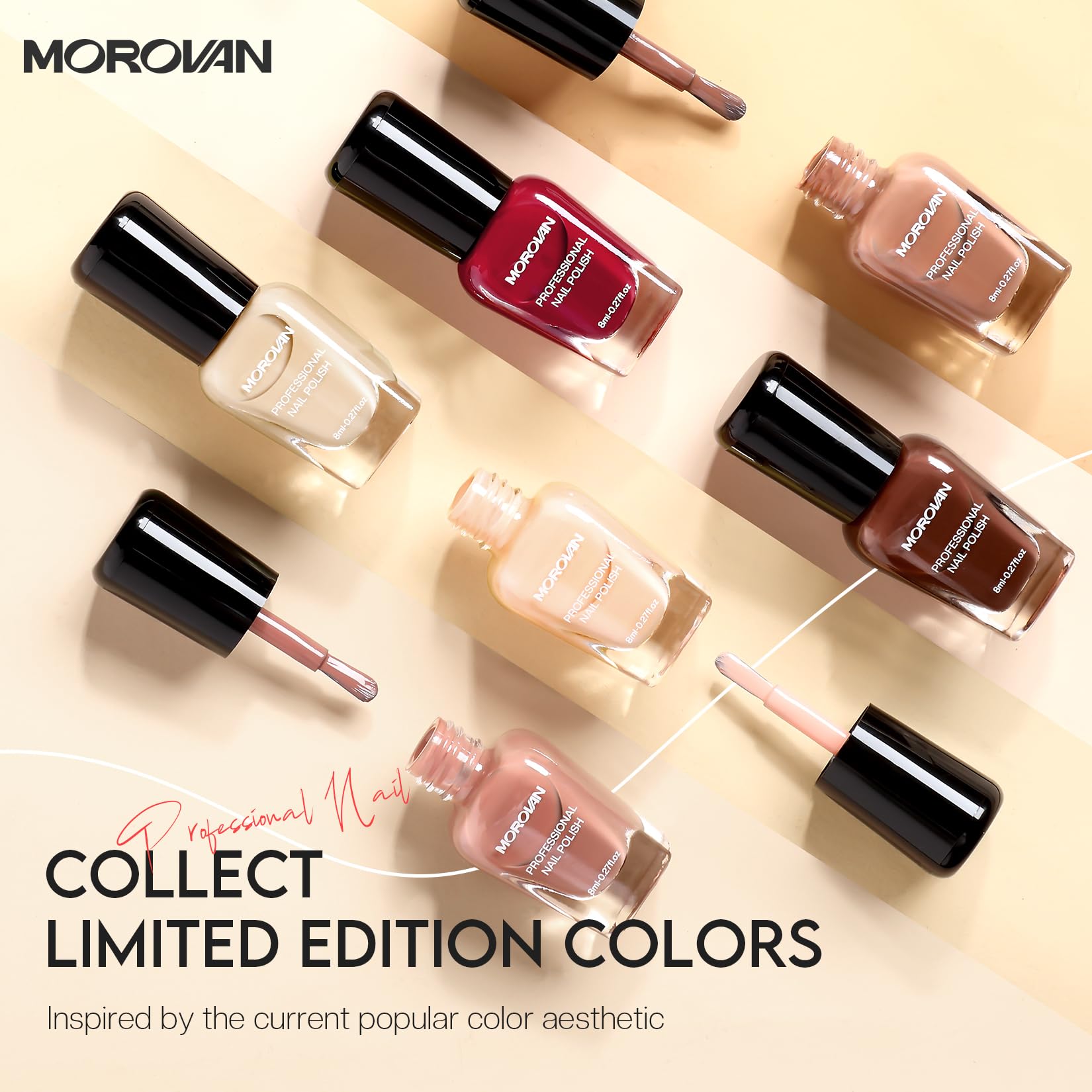 Morovan Brown Nail Polish Set: Fall Winter Nude Nail Polish Kit Regular Air Quick Dry Fingernail Polish Pack for Women Nail Art Design Gift Holiday Party - Image 8