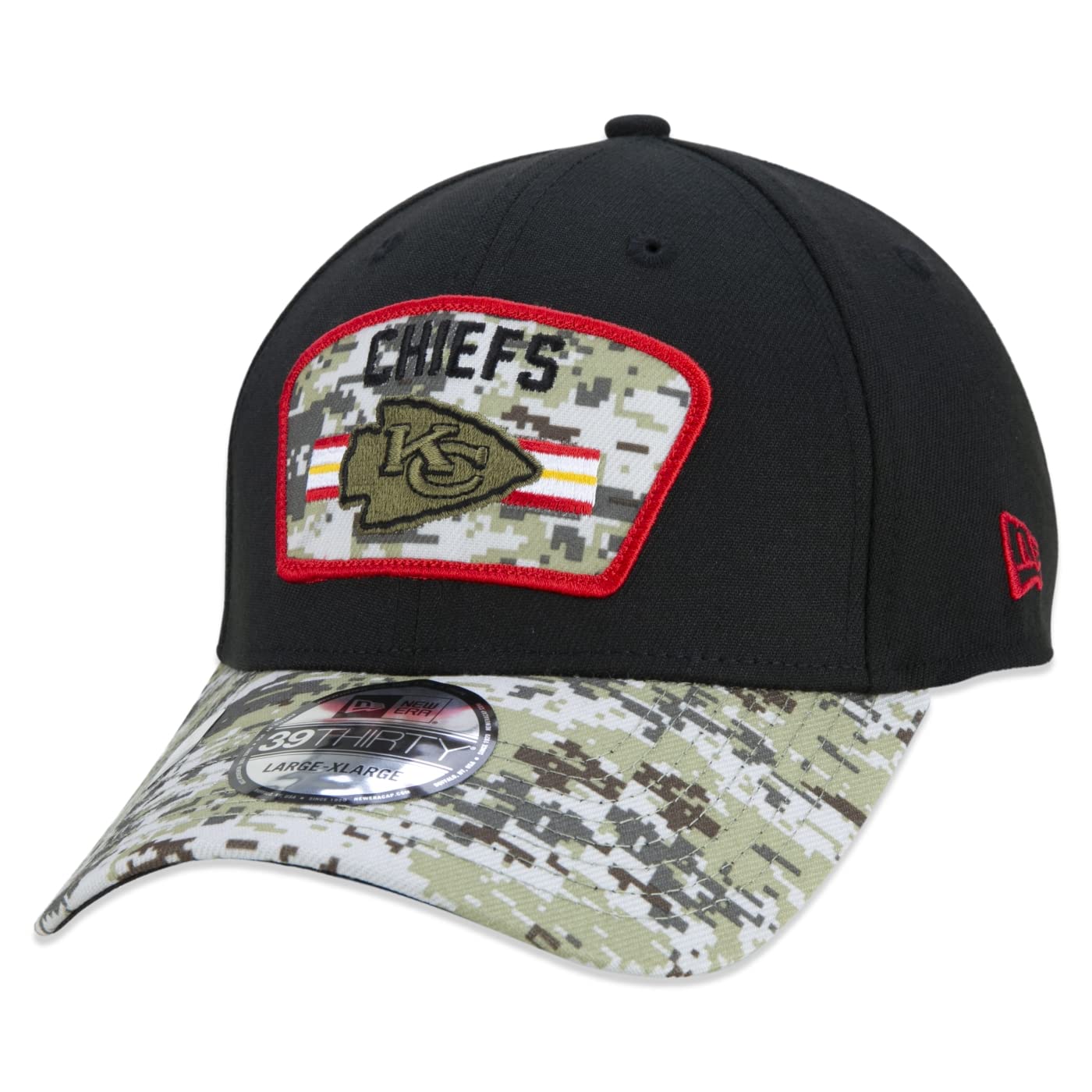 New Era Kansas City Chiefs NFL On Field 2021 Salute to Service Black 39Thirty Stretch Cap - L-XL (7 1/8-7 5/8) — image 1