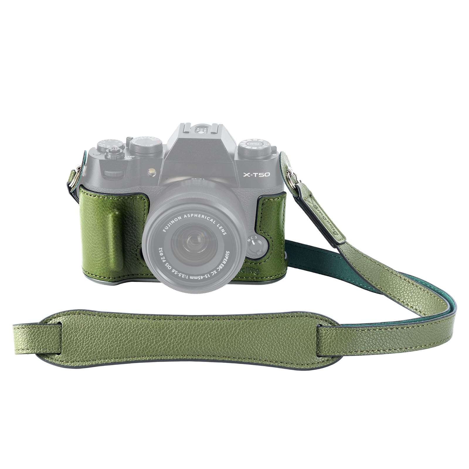 SMALLRIG X-T50 Half Leather Case Kit With Shoulder Strap, Retro Style Camera Case With Aluminum Alloy Frame for FUJIFILM X-T50, Green - 4711