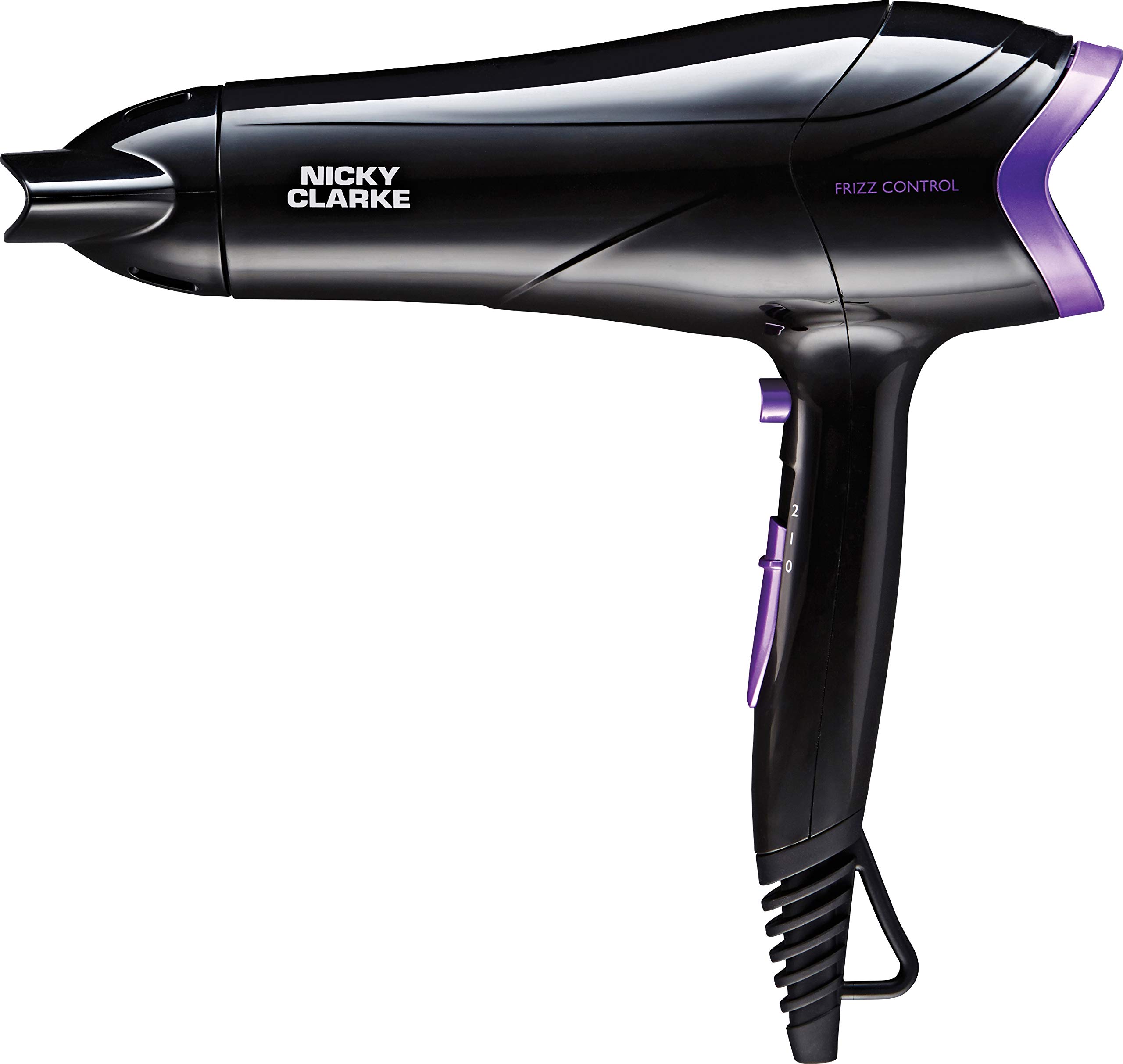 Nicky Clarke 2200W Lightweight Frizz Control Fast Dry DC Ionic Hair Dryer - 2 Heat & Speed Settings - Cool Shot - 2M Salon Length Cable with Hanging Loop - NHD177 - Black 7 Purple
