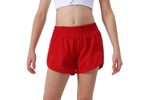 Aurefin Girls Athletic Shorts, Quick Dry Running Shorts for Kids Teen Girls Active Sports Track Shorts with Zip Pocket Liner