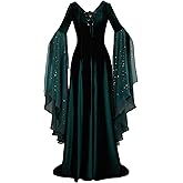 daizbella Renaissance Dress Women Retro Elegant Velvet Gown Medieval Dress Fantasy Medieval Costume