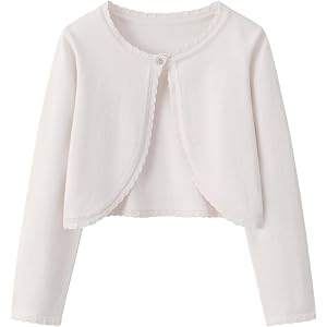 Yekaty Kids Girls Cardigan Long Sleeve Cropped Button Bolero Shrug Sweater