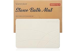 Vannokor Stone Bath Mat,Diatomaceous Earth Shower mat Non Slip,Stone Bath Mats for Bathroom Quick Dry,Easy to Clean.(23.6"x15.4" Grayish White)