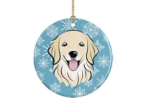 Caroline's Treasures Snowflake Golden Retriever Ceramic Ornament Christmas Tree Hanging Decorations for Home Christmas Holiday, Party, Gift, 3 in, Multicolor