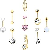 LEE&RO Belly Button Rings 14G Belly Piercing Jewelry Navel Rings Surgical Steel Belly Rings