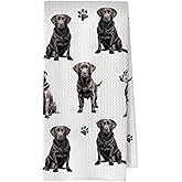 XIVENHAVM Black Labrador Kitchen Towels, Black Lab Gifts Waffle Weave Decorative Dish Towels, Dog Mom Lover Gifts Decorative Hand Tea Towel for Bathroom Kitchen, Pet Lover Gift, 16x24 Inch