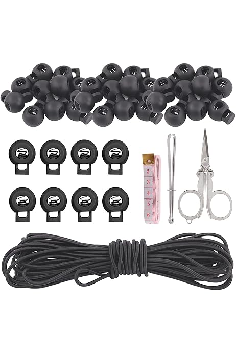 Zipper Locks Plastic Cord Locks For Drawstrings, 15 Pcs Black