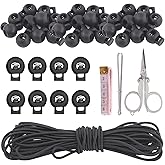Swpeet 105Pcs Round Single Hole Plastic Cord Locks for Spring Toggles Stoppers and 11 Yards Elastic Cord for Drawstrings Non-
