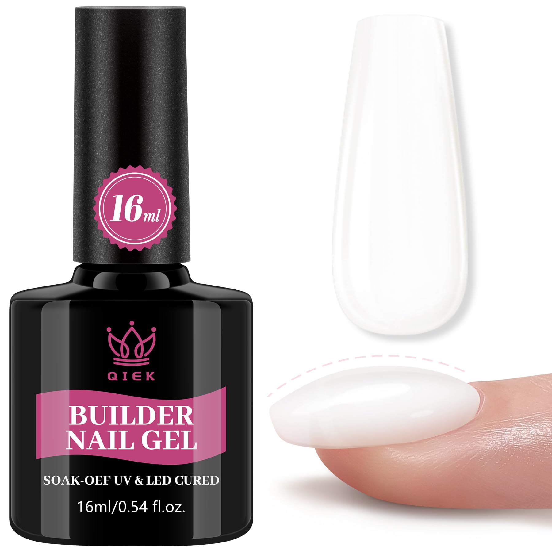 Photo 1 of QIEK Builder Nail Gel, Milky White Builder for Nails Strengthener, 8-in-One Apex Enhancement Extension Hard Building Color Gel LED Lamp Cured Rubber Base Coat for DIY Beginners & Salon Manicure 16ML