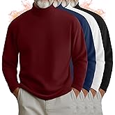 August Alley 4 Pack Men's Turtleneck Shirts, Long Sleeve Thermal Sweaters Solid Casual Pullover Tops Basic Undershirts
