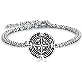 PARYFO Compass Bracelet for Men and Women 925 Sterling Silver Celtic Compass Jewelry Travel, Adventure, Journey Bracelet Graduation and Traveler Gifts with 7+2 Inch Stainless Steel Chain