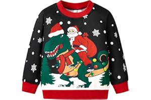 RETSUGO Toddler Boy Christmas Outfit Baby Boy Girl Winter Warm Holiday Fleece Pullover Xmas Crewneck Sweater 1-7 Years