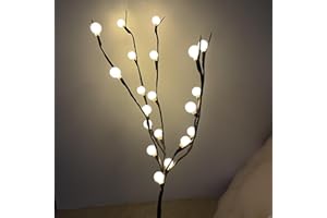 27.5'' 2 Branches 40 LED Bulbs Twig Lamp Battery Operated LED Lighted Willow Branches Vase Fillers Use for Christmas Home Par
