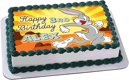 Amazon Com Bugs Bunny Edible Cake Topper Personalized Birthday 1