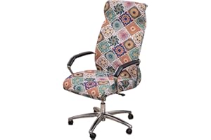 CRFATOP Stretch Computer Office Chair Cover with Durable Zipper - Universal Rotating Desk Cover, Simplism Style High Back Slipcover, L, A20