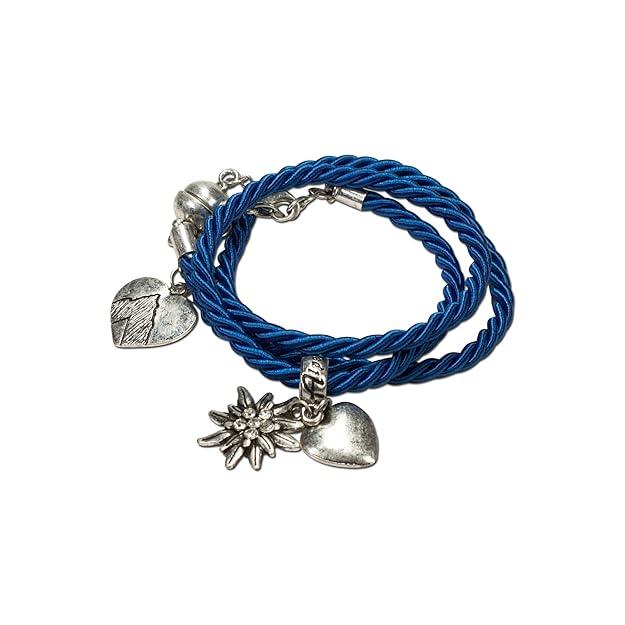 Alpenflüstern Trachten-Wickelarmband Edelweiß - Damen-Trachtenschmuck, Trachtenarmband, Kordel-Armband in Traditionellen Farb