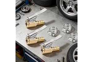 3PCS Lock on Air Chuck Inflate Locking with Clip Mini Air Compressor Portable Tire Inflator Tire Chuck Hose End with Lock Con