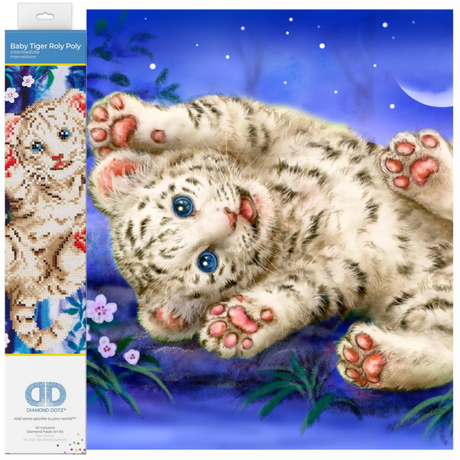 DIAMOND DOTZ Painting, Beginner Kit, Baby Tiger Roly Poly, 35.5x 27.9cm