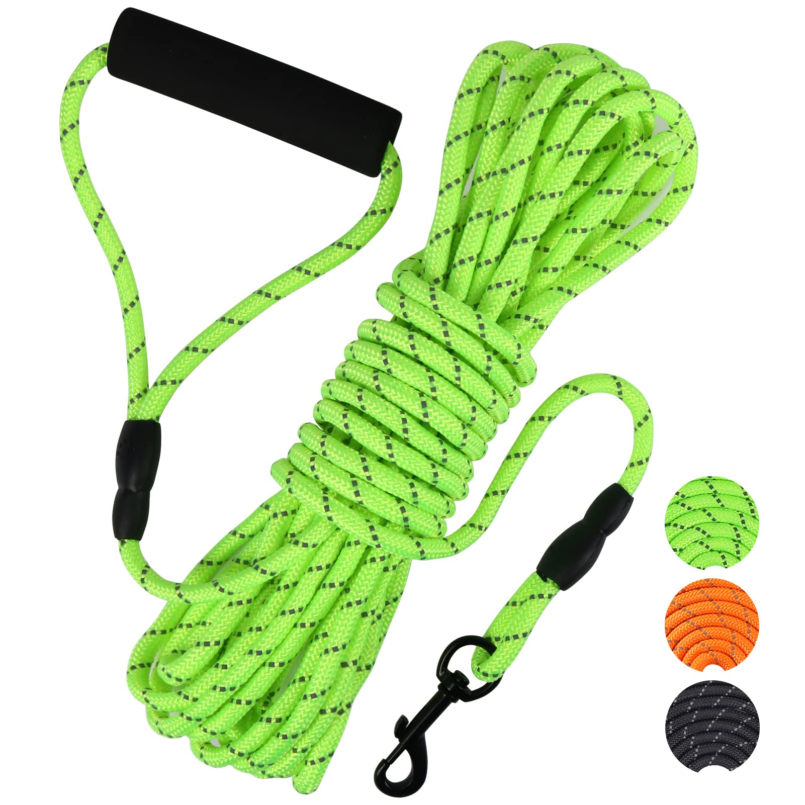 Vivifying Long Dog Lead, 10M/32FT Reflective Floating Long Leads for Dog Training with Soft Handle for Camping, Hiking, Swimming, Beach and Lake (Reflective Green) — image 1