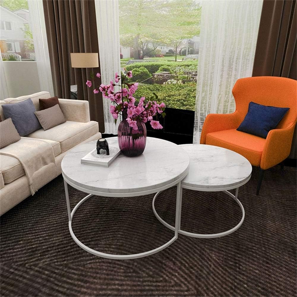 Amazon De 2 Teiliger Marmor Couchtisch Schlichter Wohnzimmer Runder Kleiner Beistelltisch Kleine