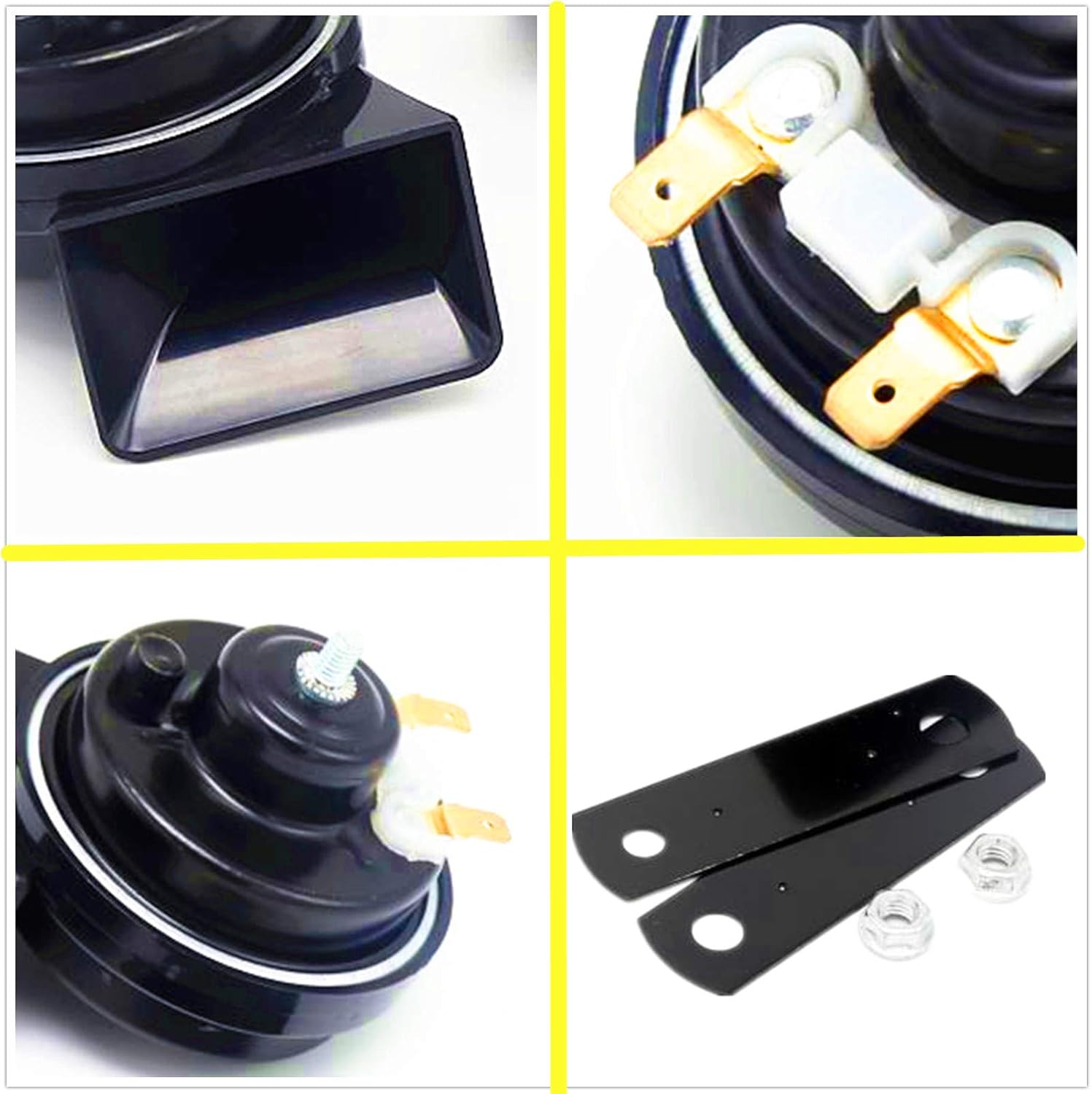 Viping Car Horn Car Snail Horns 130DB Truck Horn Air Horn Double Tone Loud Speaker Black Electric Horn High Tone and Low Tone Horn Waterproof Horns for Any 12V Boat Ship car Moto Vans Truck etc: Automotive