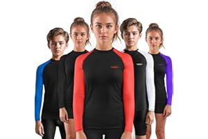 Exxact Sports Kids BJJ Rash Guard Long Sleeve, Ranked No Gi Jiu Jitsu Compression Shirt for Boys & Girls for MMA, Wrestling
