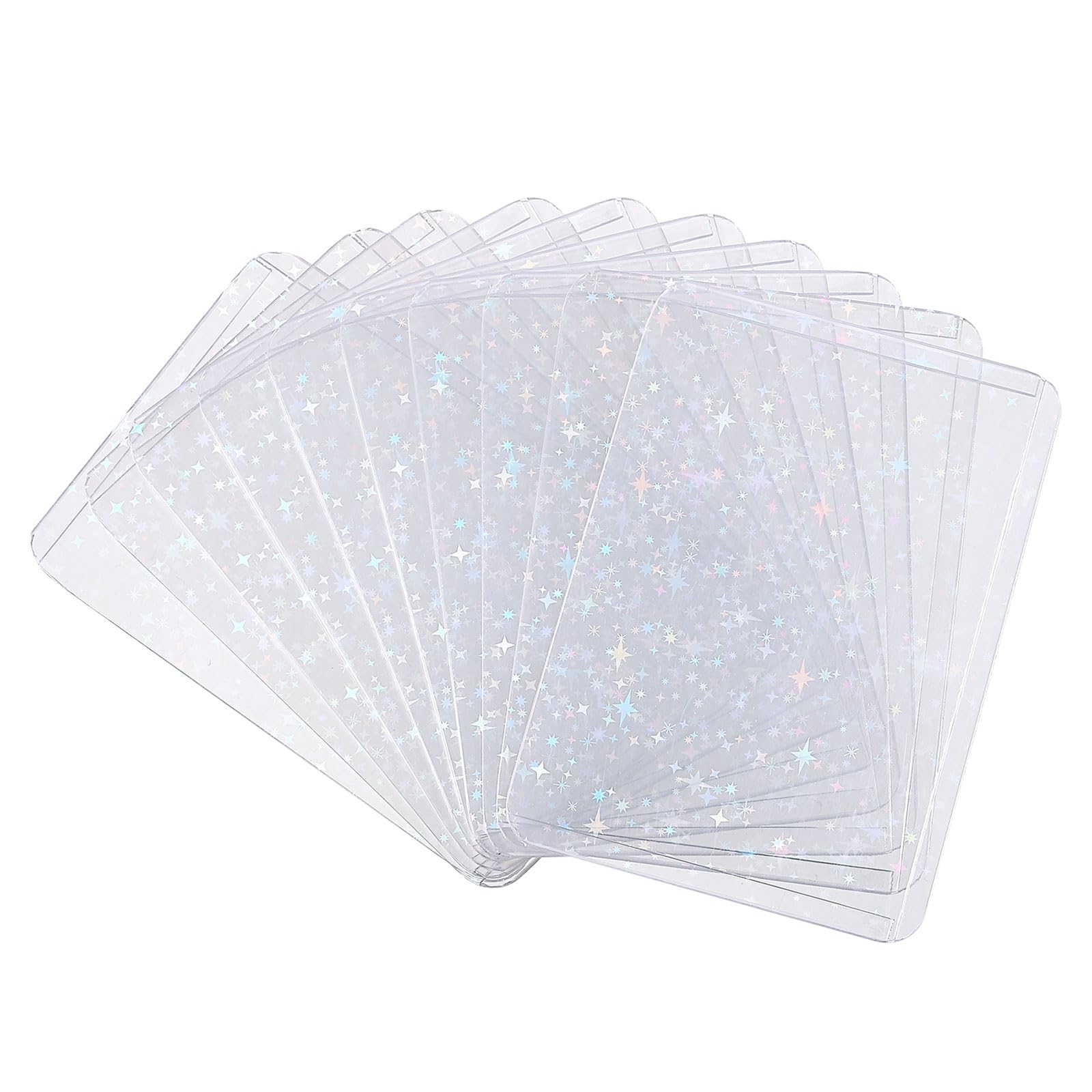 sourcing map 10Pcs Photocard Holder, Holographic Clear Card Sleeves, Photo Protector Shield Cover for Trading Cards Decoration, Side Opening Stars