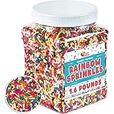 Rainbow Sprinkles - 1.6 Pounds - Ice Cream Sundae Toppings - Colorful Rainbow Jimmies for Cake Decorating, Baking, Cupcakes,