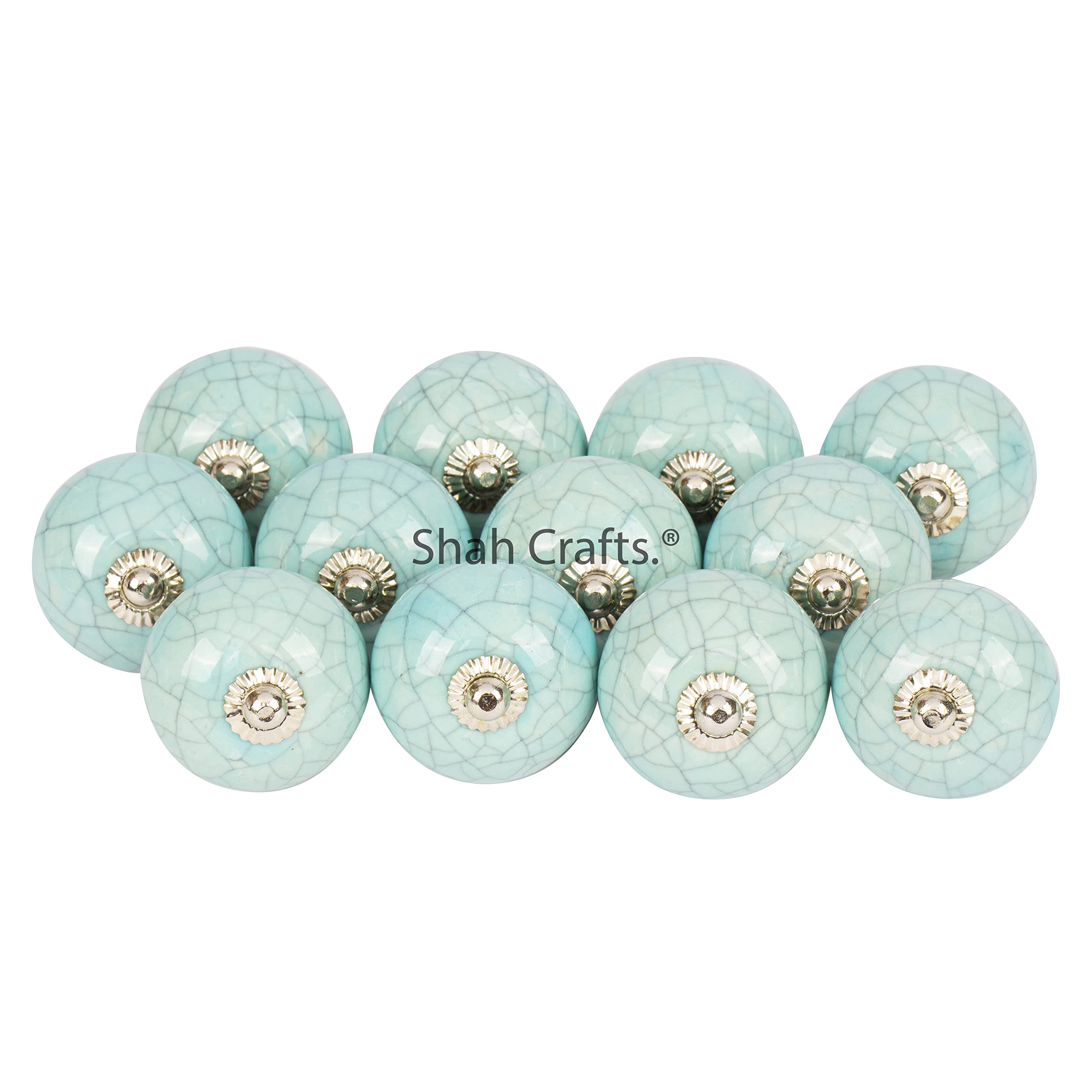 Shah Crafts.Ceramic Door Knobs Set of 10 Assorted Designs Handmade Door Knob Vintage for Interior Furniture, Cabinet Cupboard Wardrobe Drawers Pulls Handles