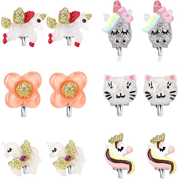 Unicorn Rhinestone Stud Earrings - Rainbow Colorful Horse Earrings For Girls & Women