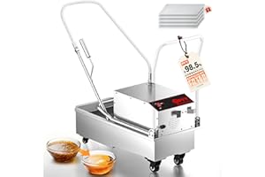 PYY Fryer Filter Machine - 40L/10.5GAL Commercial Deep Fryer Oil Filtration, 5.28GAL/Min 1700RPM Stainless Steel Mobile Fryer Oil Filter Machine for Restaurant, Fast Food Shop, 550W