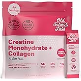 Old School Labs Creatine Stick Packs for Women | 5000mg Creatine Monohydrate, 2000mg Collagen & BCAA 2:1:1 for Lean Muscle, Booty Growth & Recovery | No Bloat Workout Supplement, 30 Travel Packs