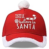 Giavuwn Christmas Santa Baseball Hat Santa Claus Costume hat with Fuzzy Fur Pom