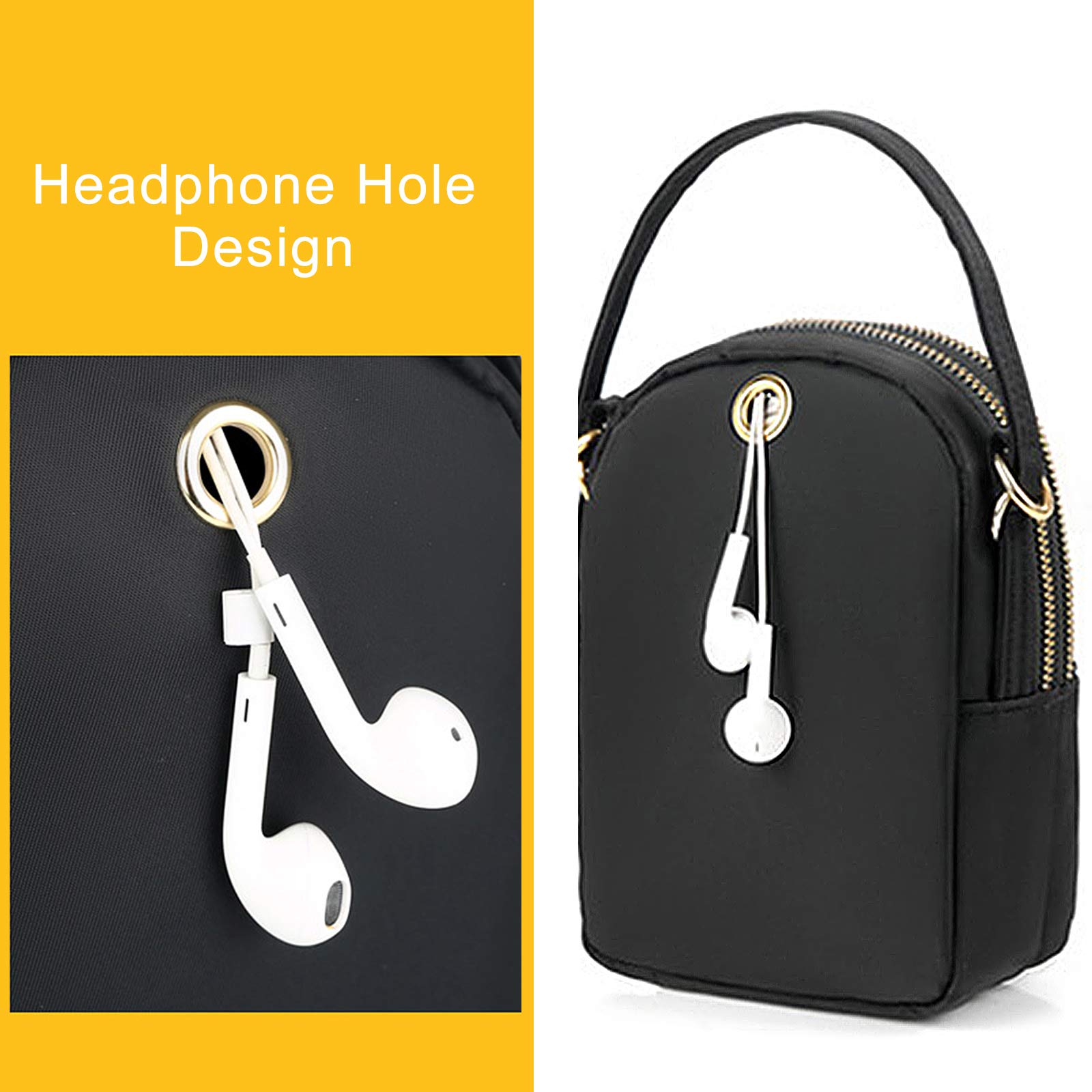 Voikukka Small Crossbody Phone Bag for Women Quilted Purse Nylon Cell Phone Cross Body Wallet iphone Handbag